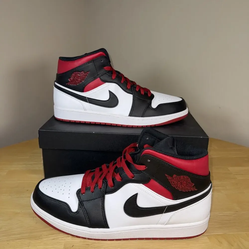 Size 14 - Air Jordan 1 Mid Black Gym Red New OG BOX